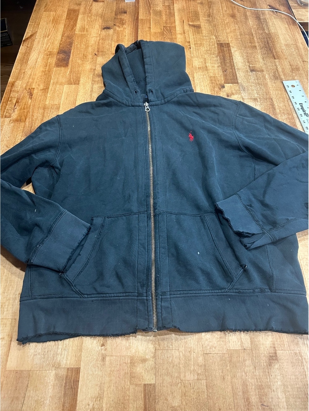 Polo Ralph Lauren Black Full Zip Hoodie with Red Logo